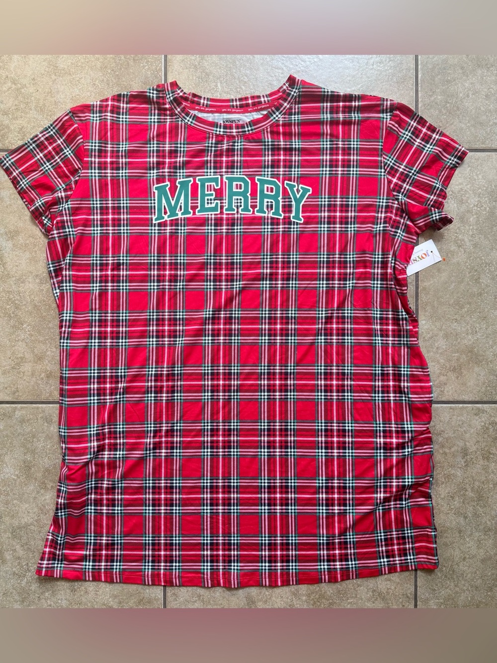 Joyspun Women’s Sleepshirt Size 2X-3X Merry Christmas Red New FAST SHIPPING